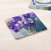   paarse bloemen kartonnen onderzetters (Schuin)