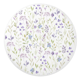 Paarse Bloemen Keramische Knop
