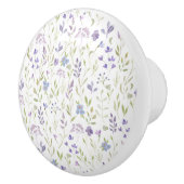 Paarse Bloemen Keramische Knop (Rechts)