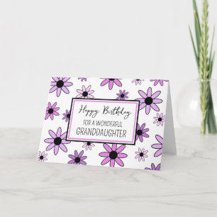 Paarse bloemen kleindochter verjaardag kaart