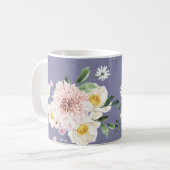 Paarse, Bloemen Koffie T-shirt Mok Drinkware (Voorkant links)