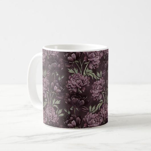 Paarse Bloemen Koffiemok (Voorkant links)