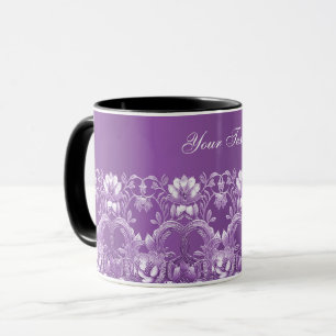Paarse bloemen koffiemok mok