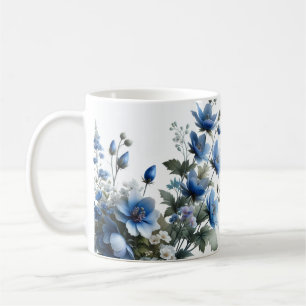 Paarse bloemen koffiethee mok kopje