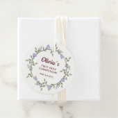 Paarse bloemen Krans Eerste Communie Bedankjes Labels (In situ)