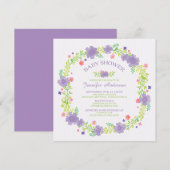  paarse bloemen krans meisjes Baby shower Kaart (Voorkant / Achterkant)