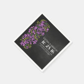 paarse bloemen krijtbord bruiloft papieren servett servetten (Hoek)