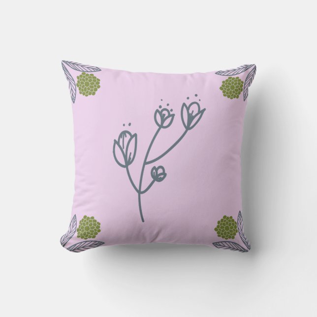 paarse bloemen kussen (Voorkant)