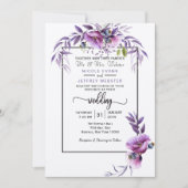 Paarse bloemen land bruiloft uitnodiging (Voorkant)