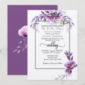 Paarse bloemen land bruiloft uitnodiging (Voorkant / Achterkant)