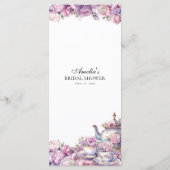 Paarse Bloemen Lavendel Afternoon Tea Party Menu (Achterkant)