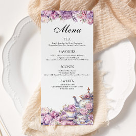 Paarse Bloemen Lavendel Afternoon Tea Party Menu