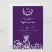 Paarse Bloemen Lavendel Fiets Baby shower Kaart (Voorkant)