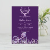 Paarse Bloemen Lavendel Fiets Baby shower Kaart (Staand voorkant)