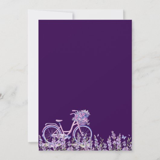 Paarse Bloemen Lavendel Fiets Baby shower Kaart (Achterkant)