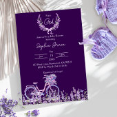 Paarse Bloemen Lavendel Fiets Baby shower Kaart