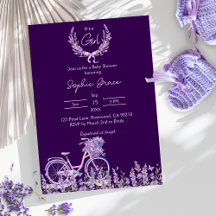 Paarse Bloemen Lavendel Fiets Baby shower