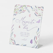 Paarse Bloemen Lavendel Margarita Bar Reclamebord Met Voetstuk (Voorkant)