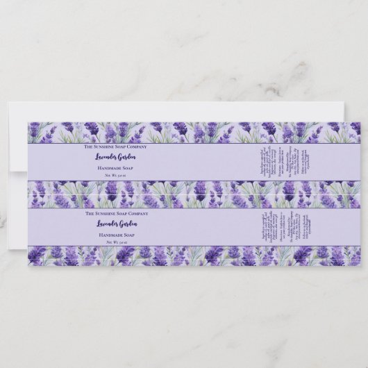 Paarse Bloemen Lavendel Tuin Zeep Buikband Kaart (Voorkant)