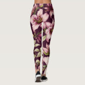 Paarse Bloemen Leggings (Achterkant)