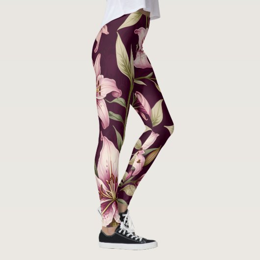 Paarse Bloemen Leggings (Rechts)