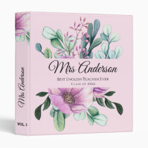 Paarse bloemen LERAAR Cadeau - Voeg naam klas jaar