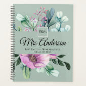 Paarse bloemen LERAAR Cadeau - Voeg naam klas jaar Planner (Voorkant)
