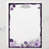 paarse bloemen Letterkop Briefhoofd (Voorkant / Achterkant)