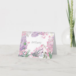 Paarse Bloemen Lila Gepersonaliseerd Notitiekaartje