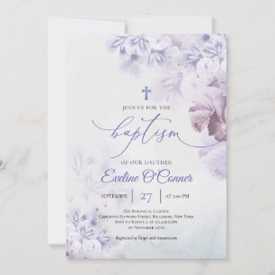 paarse bloemen lila violet Baptisme Kaart