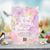 Paarse bloemen Little Butterfly baby shower Kaart