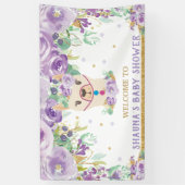 Paarse Bloemen Llama Baby shower Welkom Achtergron Spandoek (Verticaal)