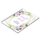 Paarse Bloemen Loof Bruidsboeket Gastboek Notitieboek (Linkerzijde)