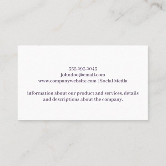 Paarse Bloemen Loof | Waterverf Visitekaartje (Achterkant)