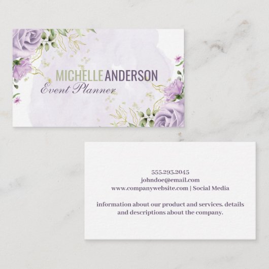 Paarse Bloemen Loof | Waterverf Visitekaartje (Voorkant / Achterkant)