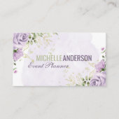 Paarse Bloemen Loof | Waterverf Visitekaartje (Voorkant)