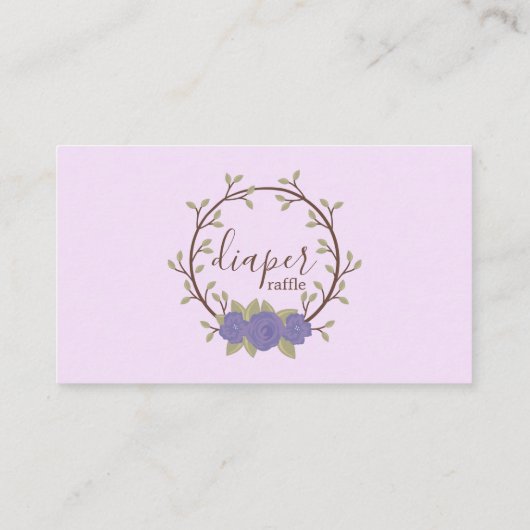 Paarse Bloemen Luier Raffle Ticket Baby shower Informatiekaartje (Achterkant)