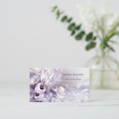 Paarse Bloemen Luxe Visitekaartje (Staand voorkant)
