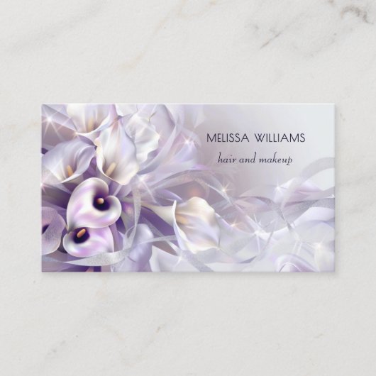 Paarse Bloemen Luxe Visitekaartje (Voorkant)
