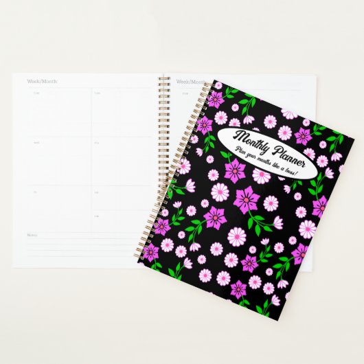 Paarse Bloemen Maandplanner Planner (Display)