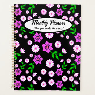 Paarse Bloemen Maandplanner Planner