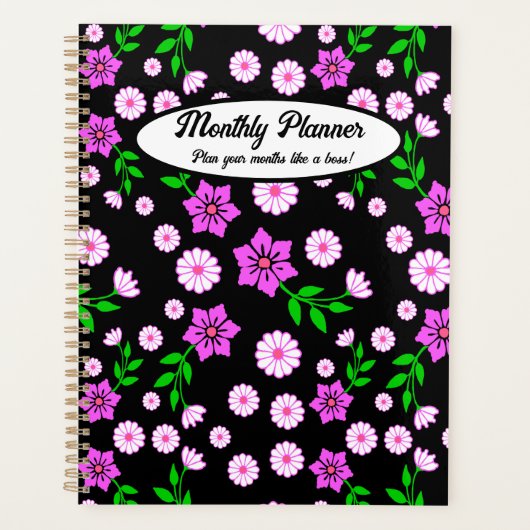 Paarse Bloemen Maandplanner Planner (Voorkant)