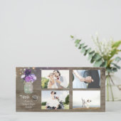 Paarse bloemen Mason Jar rustieke bruiloft dank u Bedankkaart (Staand voorkant)