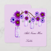 Paarse Bloemen Mason Jars Tafelplaatskaart Kaart (Voorkant / Achterkant)