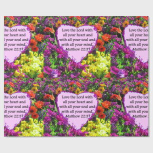 PAARSE BLOEMEN MATTHEW 22:37 FOTOONTWERP CADEAUPAPIER