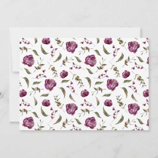 Paarse Bloemen Meisje Baby Foto Geboorte Aankondig Aankondiging (Achterkant)