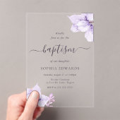 Paarse Bloemen Meisjes Doop Acryl Uitnodigingen (Insitu (Draagbaar))