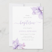  Paarse Bloemen Meisjes Doop Kaart (Voorkant)