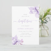  Paarse Bloemen Meisjes Doop Kaart (Staand voorkant)