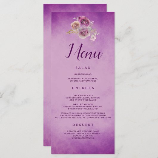 Paarse Bloemen Menu (Voorkant / Achterkant)